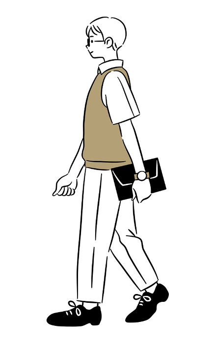 Clip art of man walking with handbag