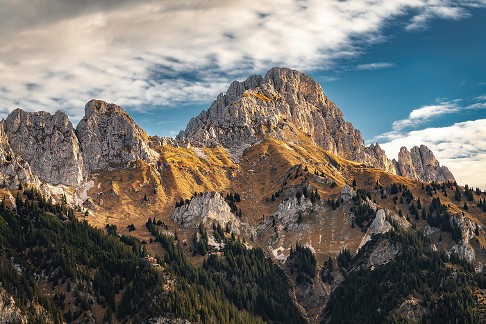 Mountain Kellenspitze and Gimpelhaus in the Tannheimer valley in fall Mountain Kellenspitze and Gimpelhaus in the Tannheimer valley in fall, by Zoonar Daniel Pahmei