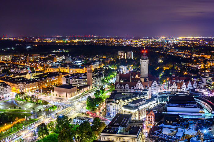 A panoramic view of Leipzig at night A panoramic view of Leipzig at night, by Zoonar Andreas V lk