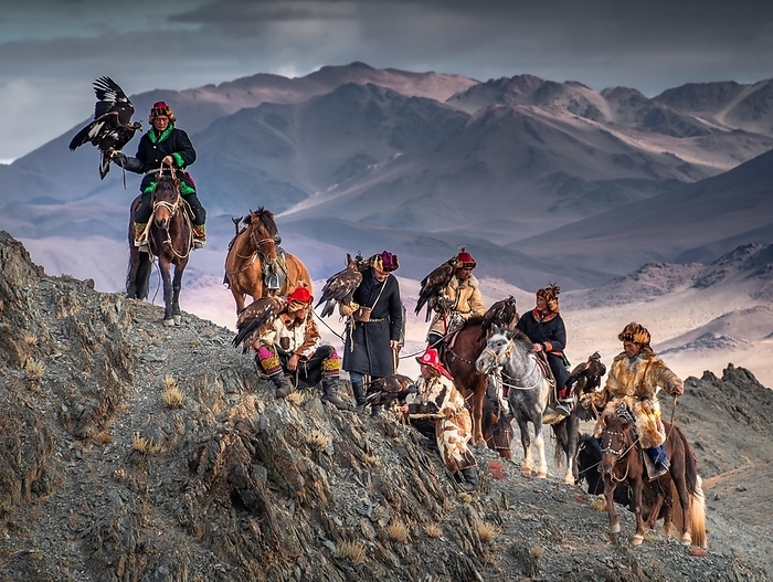 Mongolian Eagle hunter, Bajan-Ölgii province, Mongolia, Asia, by Bayar Balgantseren