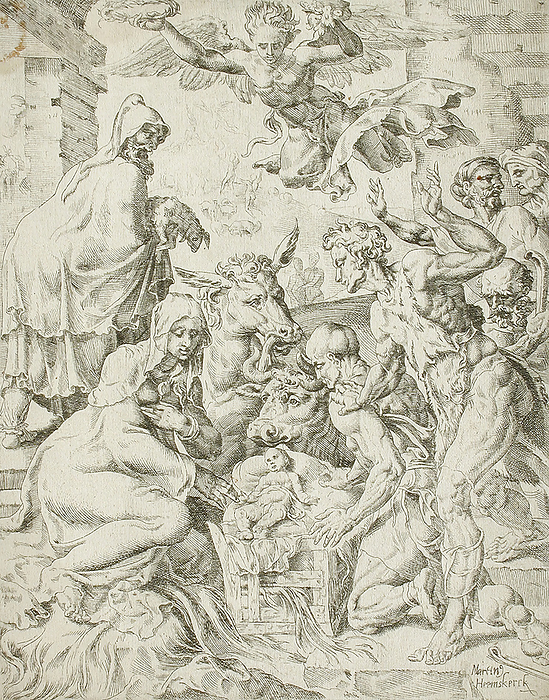 Adoration of the Shepherds, 1548. Creator: Unknown. Adoration of the Shepherds, 1548. From The Passion. Creator: Unknown.