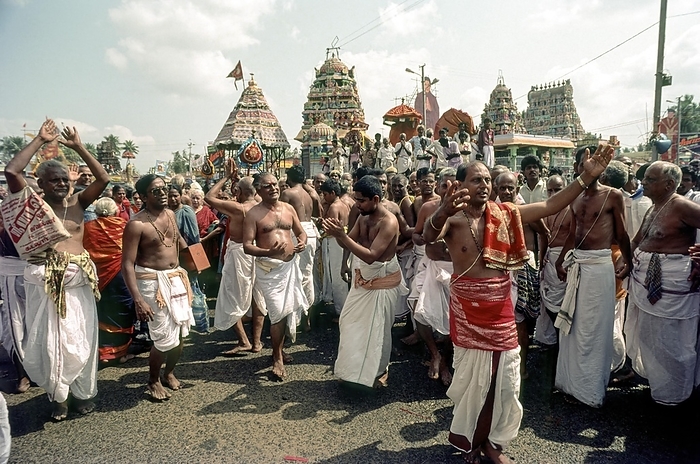 Procession of the bhajan troupe procession around Mahamakham tank during Mahamakham Mahamaham Mahamagam festival in Kumbakonam, Tamil Nadu, India, Asia, by Muthuraman V