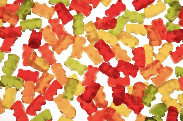 Gummy bears, gummy bears, gummi bears, candy, in bright colors, studio, switzerland, by Patrick Frischknecht