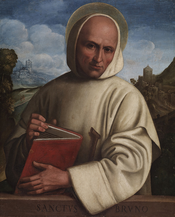 Saint Bruno, c1525. Creator: Girolamo Marchesi. Saint Bruno, c1525. St. Bruno of Cologne  ca. 1035 1101 , the founder of the Carthusian monastic order. He was canonized, or sainted, by Pope Leo X in 1514. Although the artist did not know what St. Bruno actually looked like, he created an individualized portrait with hollow cheeks and large eyes. Creator: Girolamo Marchesi.