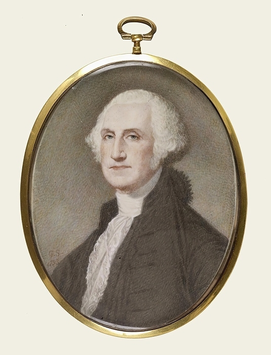 George Washington, 1793. Creator: Unknown. George Washington, 1793. After George Washington s death in 1799 many Americans wished to own portraits of the first president and revolutionary hero. Miniatures were a popular format for these memorials. This image is after a portrait by Gilbert Stuart. Creator: Unknown.