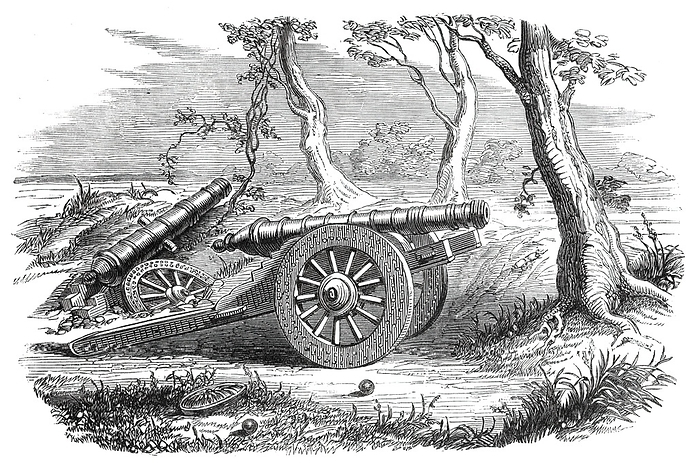 Chinese field gun   from a sketch by our special artist, 1860. Creator: Unknown. Chinese field gun   from a sketch by our special artist, 1860. Equipment captured by the British military in the Far East. From  quot Illustrated London News quot , 1860. Creator: Unknown.