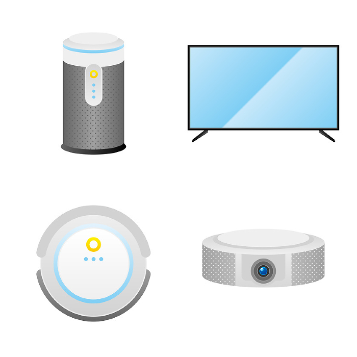 Iot Home Appliance Set_Smart Speaker,TV,Robot Vacuum Cleaner,Projector