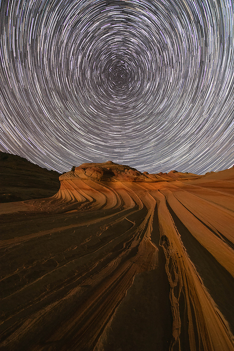 Star trails above the Second Wave in North Coyote Buttes, by Cavan Images / Suzanne Stroeer