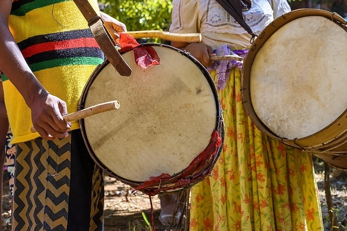 Ethnic and rudimentary drums in a religious festival that originated in the mixing of the culture of enslaved Africans with European colonizers, Brasil, by Fred Pinheiro