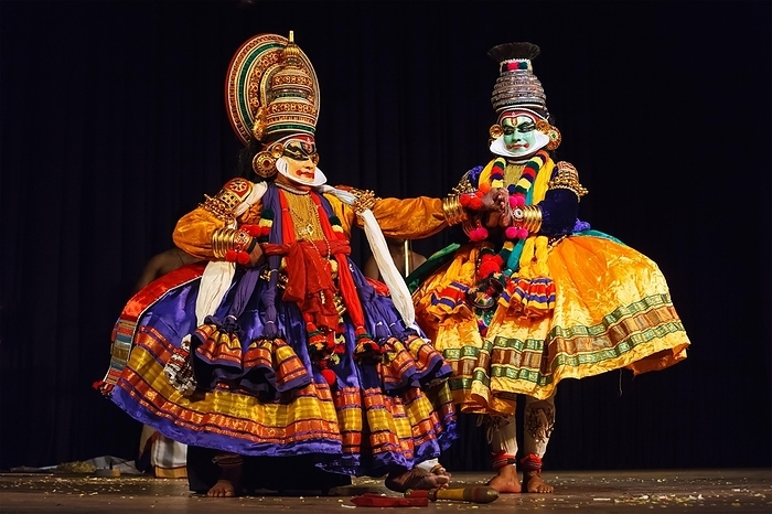 CHENNAI, INDIA, SEPTEMBER 8: Indian traditional dance drama Kathakali preformance on September 8, 2009 in Chennai, India. Performers play Krishna (pacha) and Balarama (pazhupu) characters in Ramayana, by Dmitry Rukhlenko