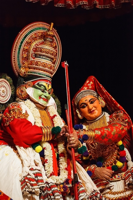 CHENNAI, INDIA, SEPTEMBER 8: Indian traditional dance drama Kathakali preformance on September 8, 2009 in Chennai, India. Performers plays Arjuna (pacha) and Subhadra characters, by Dmitry Rukhlenko