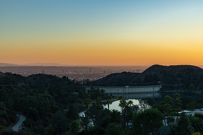 Sunset over West Los Angeles and Hollywood Reservoir Sunset over West Los Angeles and Hollywood Reservoir, by Zoonar Bruno Coelho