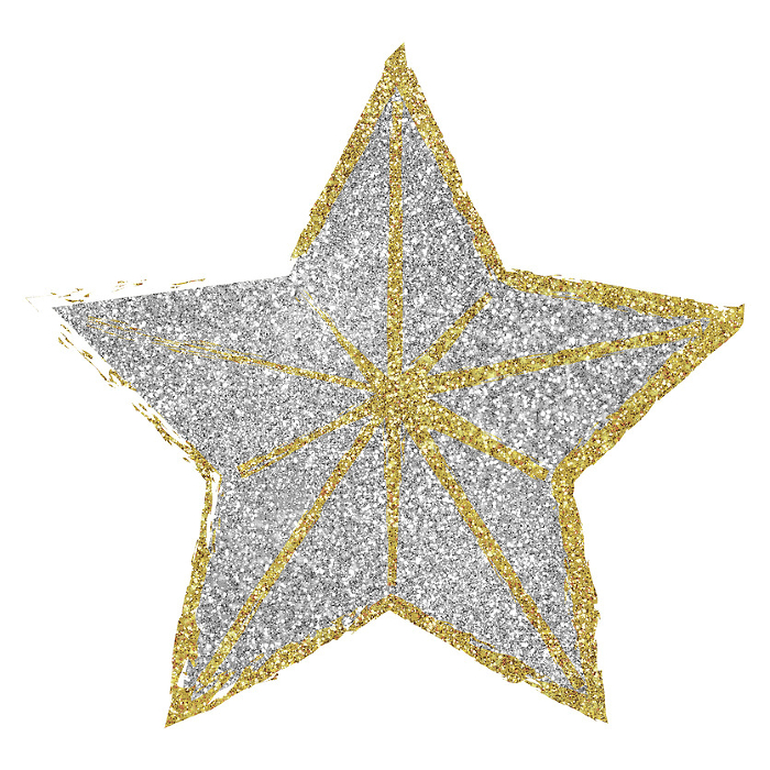 Clip art material: glittering star hand-drawn silver gold