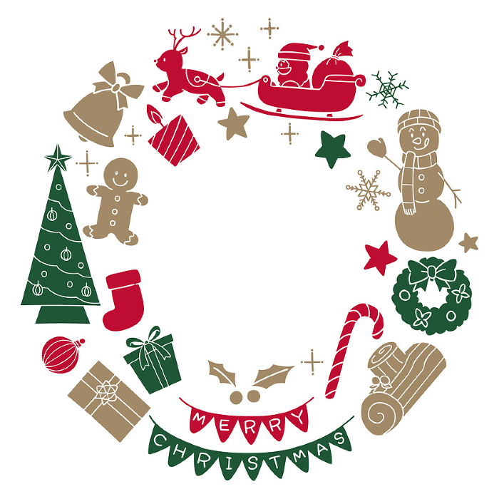 Silhouette Clipart Circular Arrangement Material on the theme of Christmas.