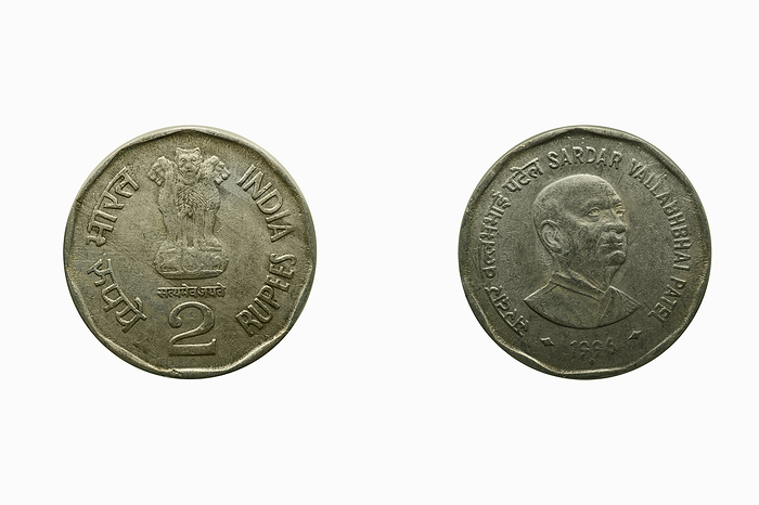 2 rupees Indian coin with Sardar Vallabhai Patel, front and back 2 rupees Indian coin with Sardar Vallabhai Patel, front and back, by Zoonar RealityImages