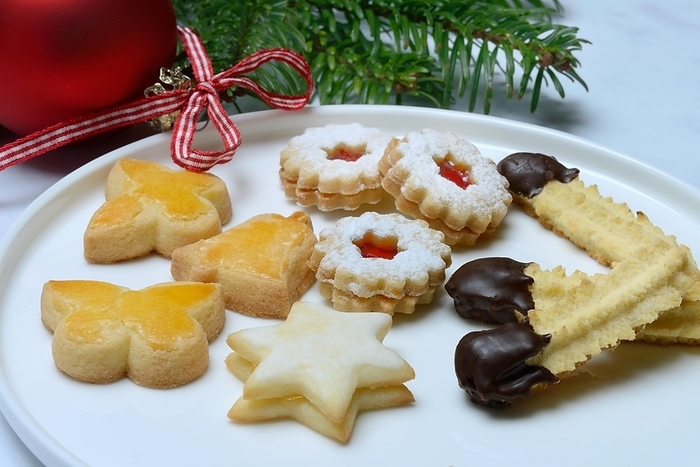 Assorted Christmas Cookies on Plates, Cookies, Christmas