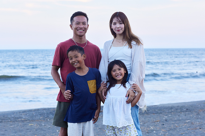 Japanese family on the beach