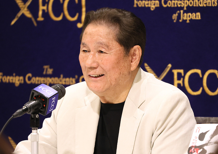 Japanese film director and comedian Takeshi Kitano speaks at the FCCJ November 15, 2023, Tokyo, Japan   Japanese film director and comedian Takeshi Kitano speaks at the Foreign Correspondents  Club of Japan in Tokyo on Wednesday, November 15, 2023. His latest samurai movie  Kubi  will be screening in Japan from November 23.   photo by Yoshio Tsunoda AFLO 
