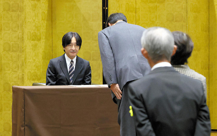 Prince Akishino at the 2023 Awards Ceremony for Achievement in Agriculture Prince Akishino attends the ceremony to honor those who have made significant contributions to agriculture in 2023, at 11:38 a.m. on November 15, 2023 in Minato Ward, Tokyo.