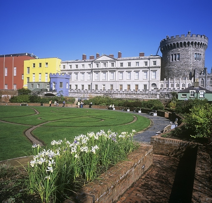 Bedford, Ireland Formal Garden In Front Of Buildings, Bedford Tower, Dublin Castle, Dublin, Republic Of Ireland, by The Irish Image Collection   Design Pics