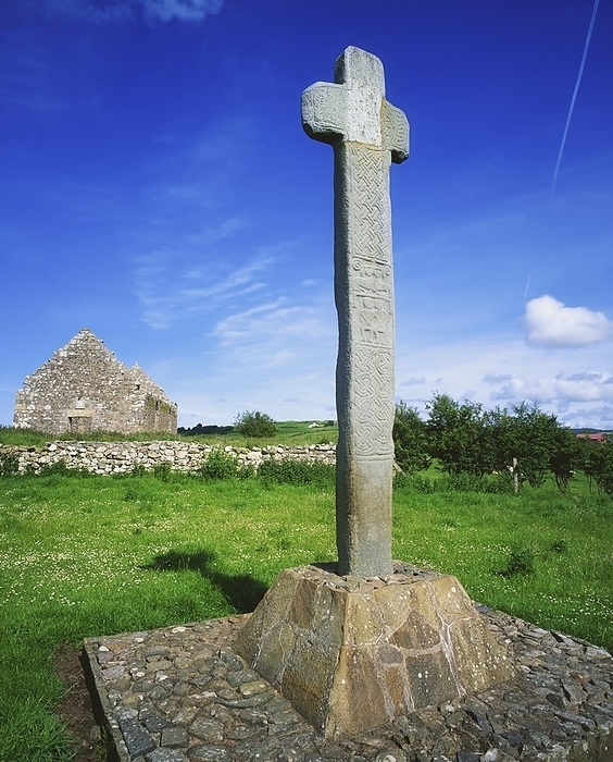 Ireland Cloncra Church, Inishowen Peninsula, County Donegal, Ireland  High Cross With Church Ruins, by The Irish Image Collection   Design Pics