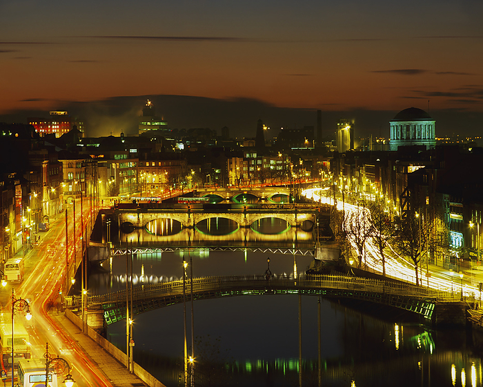 Dublin, Ireland Dublin, Co Dublin, Ireland  View Of The River Liffey At Nighttime, by The Irish Image Collection   Design Pics