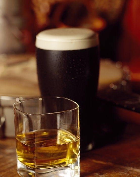 Stout And Whiskey Chase; Glass Of Liquor, by The Irish Image Collection / Design Pics