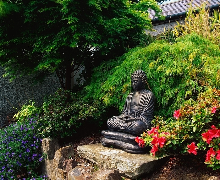 Ireland Drumadravey House, Co Fermanagh, Ireland  Buddha In A Japanese Garden, by The Irish Image Collection   Design Pics