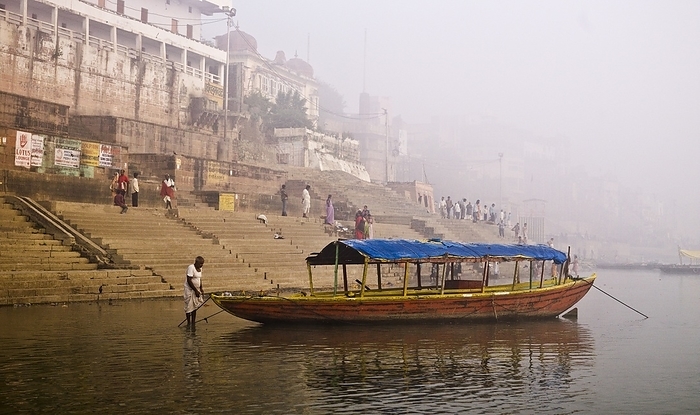 India Water Taxi On The River  The Ganges,Varanasi,India, by Keith Levit   Design Pics