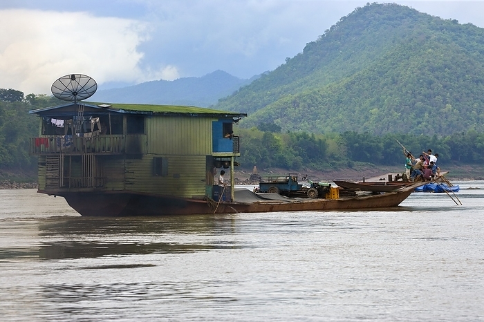 Laos Houseboat On A River In Laos, by Carson Ganci   Design Pics