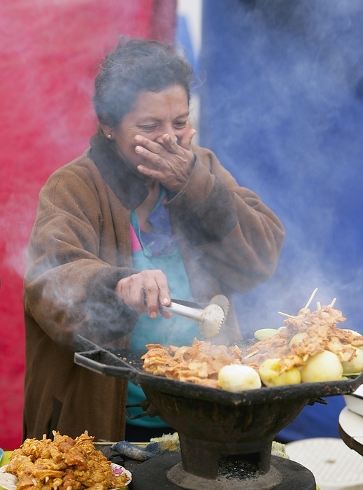 Lima Woman Cooking Outdoors, Lima, Peru, by Ron Nickel   Design Pics