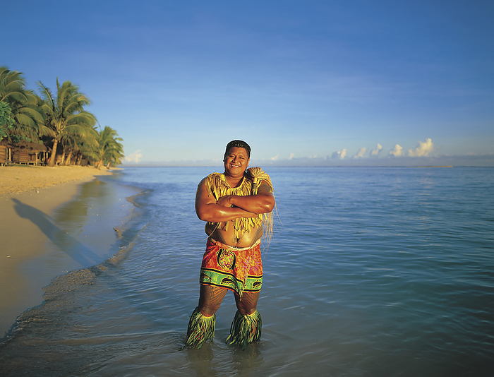 Welcoming Samoan On Tanu Beach; Savaii Island, Samoa, by David Kirkland / Design Pics