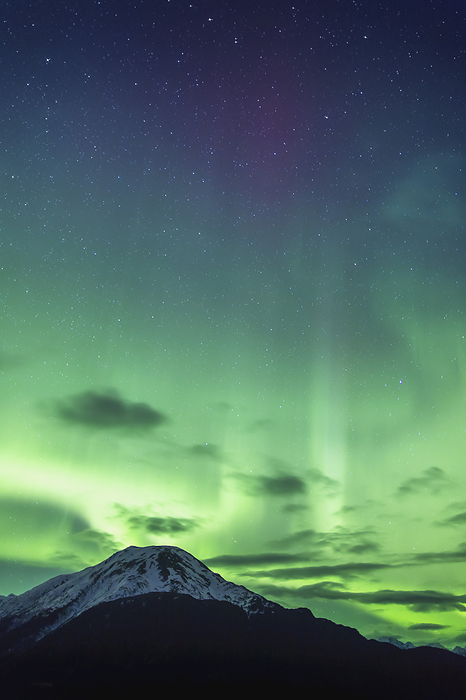 America Northern Lights Above The Chugach Mountains South Of Girdwood, Southcentral Alaska, Usa., by Kevin G. Smith   Design Pics