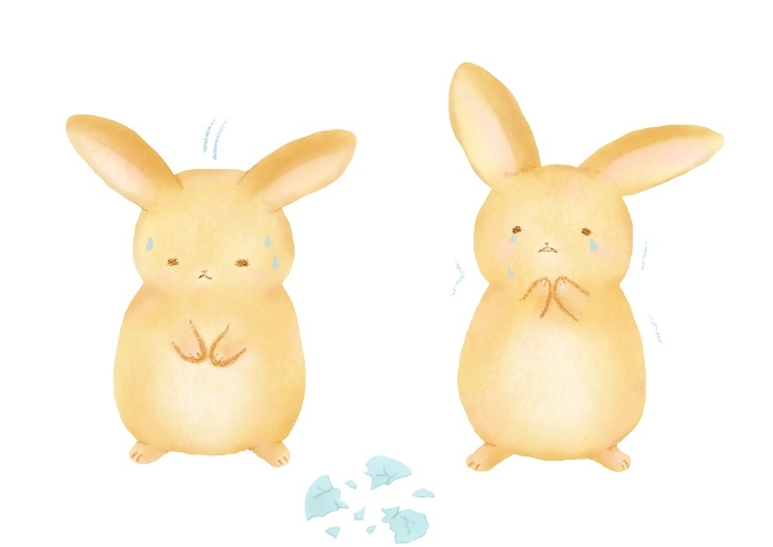 Watercolor illustration of a rabbit apologizing