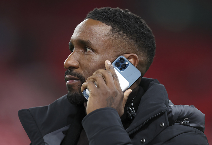 England v Malta: Group C   UEFA EURO 2024 European Qualifiers Jermain Defoe Channel 4 pundit on the telephone before the UEFA EURO 2024 European qualifier match between England and Malta at Wembley Stadium on November 17, 2023 in London, United Kingdom.   WARNING  This Photograph May Only Be Used For Newspaper And Or Magazine Editorial Purposes. May Not Be Used For Publications Involving 1 player, 1 Club Or 1 Competition Without Written Authorisation From Football DataCo Ltd. For Any Queries, Please Contact Football DataCo Ltd on  44  0  207 864 9121