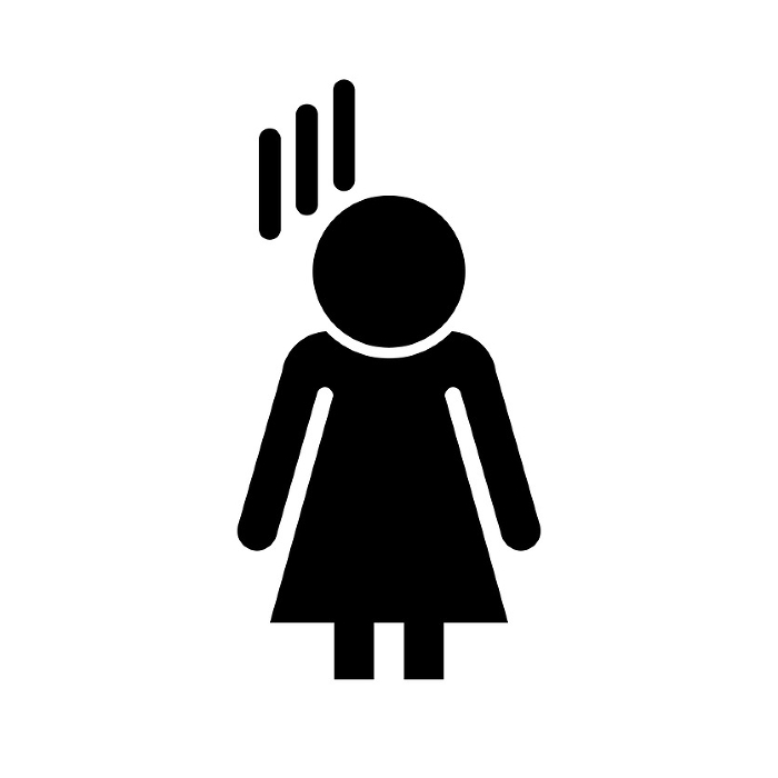 Silhouette icon of a depressed woman. Vector.