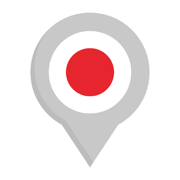Map pin icon of the Japanese flag. Vector.
