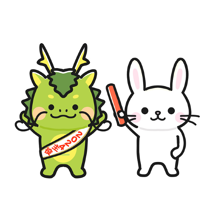 2024 Year of the Dragon - New Year's Card Material - Passing the Baton from Rabbit to Dragon