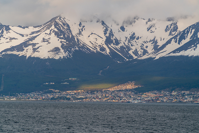 Town of Ushuaia, Argentina Taken from a cruise ship entering the port of Ushuaia from an Antarctic cruise.
