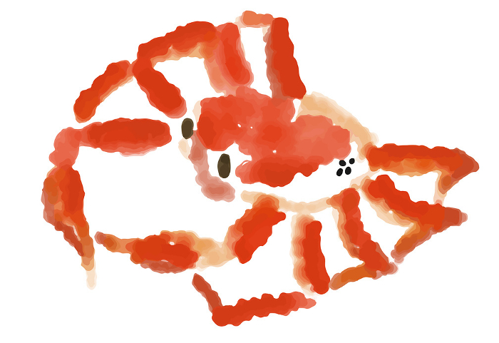 Watercolor style hand drawing of crab