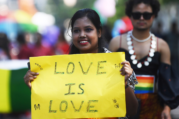 LGBTQ activists in Tripura, India held a  Pride Walk  in Agartala city. Agartala, India. November 19th 2023. LGBTQ activists in Tripura held a  Pride Walk  in Agartala city. The colourful procession included people from the LGBTQ community holding pride flags, placards and dancing in the streets as they created awareness about the LGBTQ community..