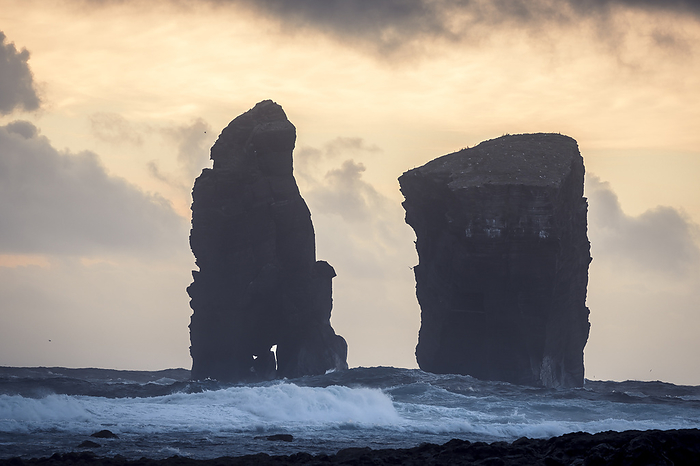 The sea stacks of Mosteiros at sunset with high waves in the foreground, Sao Miguel Island, Azores Islands, Portugal, Atlantic, Europe The sea stacks of Mosteiros at sunset with high waves in the foreground, Sao Miguel Island, Azores Islands, Portugal, Atlantic, Europe, by Francesco Fanti
