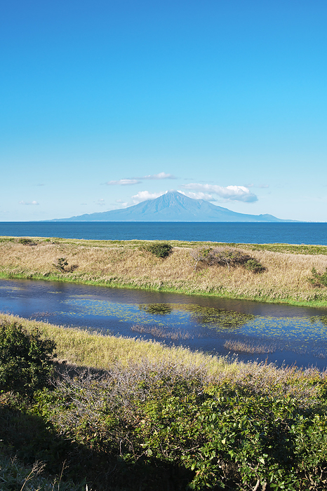 Rishiri Island and Rishiri Channel (back) Hokkaido