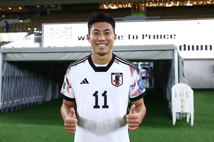 FIFA World Cup 2026 AFC Asian Qualifiers Round 2 Syria vs Japan Japan s Mao Hosoya poses after winning the FIFA World Cup 2026 AFC Asian Qualifiers Round 2 match between Syria 0 5 Japan at Prince Abdullah Al Faisal Stadium in Jeddah, Saudi Arabia, November 21, 2023.  Photo by JFA AFLO 