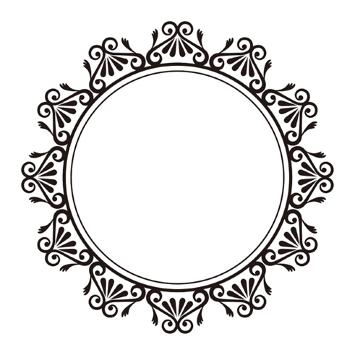 Circular antique decorative frame monochrome