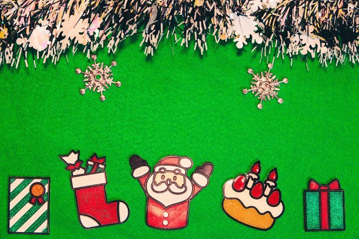 Christmas image with green background and gel stickers