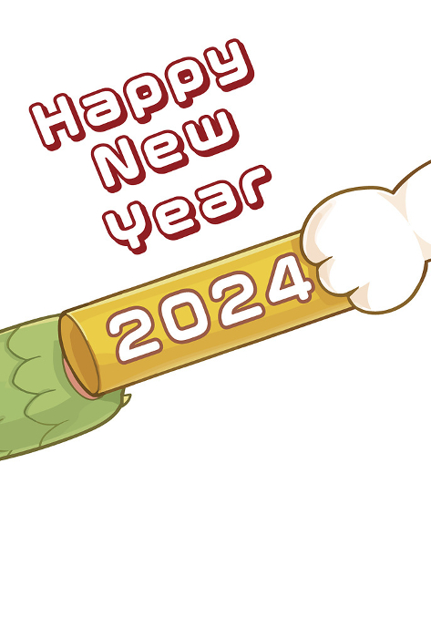 New Year's card for the year 2024, when the baton is passed from rabbit to dragon.