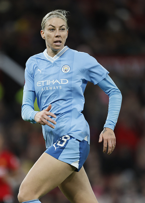 Manchester United v Manchester City   Barclays Women s Super League Alanna Kennedy of Manchester City running during the Barclays Women s Super League match between Manchester United and Manchester City at Old Trafford on November 19, 2023 in Manchester, England.  This Photograph May Only Be Used For Newspaper And Or Magazine Editorial Purposes. May Not Be Used For Publications Involving 1 Player, 1 Club Or 1 Competition Without Written Authorisation From Football DataCo Ltd. For Any Queries, Please Contact Football DataCo Ltd on  44  0  207 864 9121