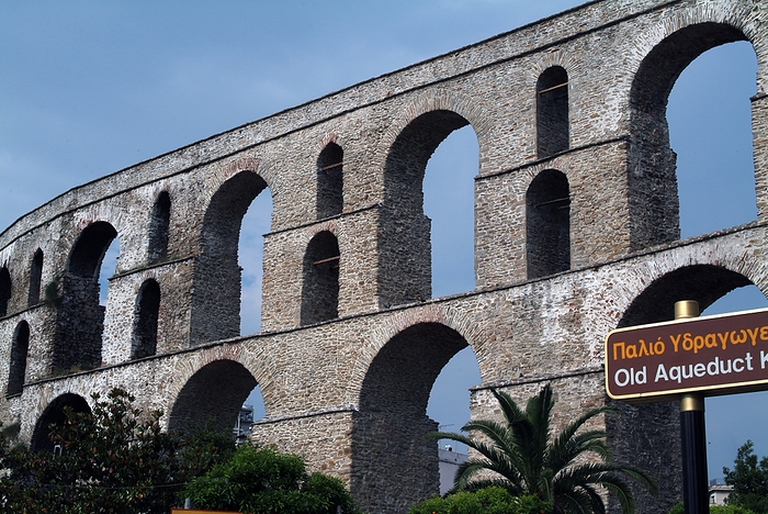 Medieval Aqueduct, Kavala, Greece, 2003. Creator: Ethel Davies. The town s landmark, todays  aqueduct built by the Ottomans in the 16th century replaced the 14th century Byzantine barrier walls and the even earlier Roman ones, Kavala, Greece, 2003. Creator: Ethel Davies.