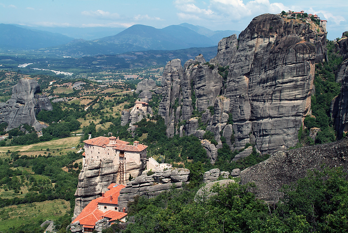 Meteora, Greece, 2003. Creator: Ethel Davies. Only six monasteries dating from the 13th and 14th centuries remaining from the original 24, these holy sites were built precariously on ancient volcanic plug formations, Trikala, Thessaly, Greece, 2003. Creator: Ethel Davies.